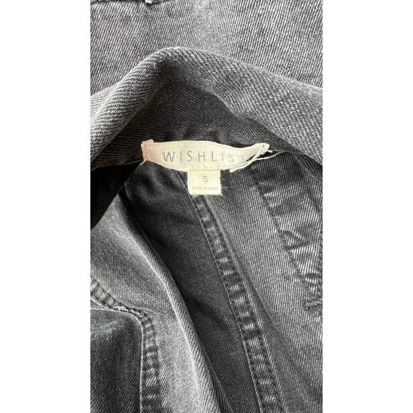 Wishlist Jacket Women Size Small Black Denim Button Front Collared Trucker - Picture 6 of 8